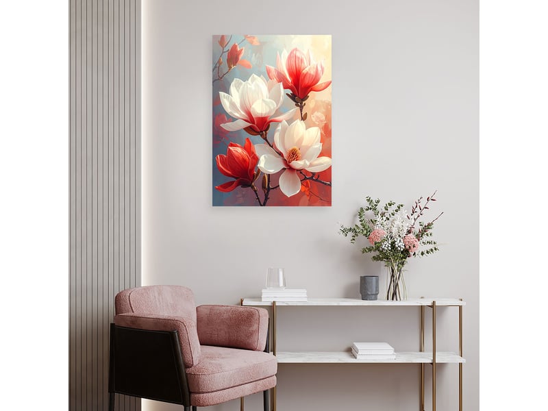  Tableaux, magnolias blancs et rouges dans les tons pastels 40x60 1312612486 - Conforama B