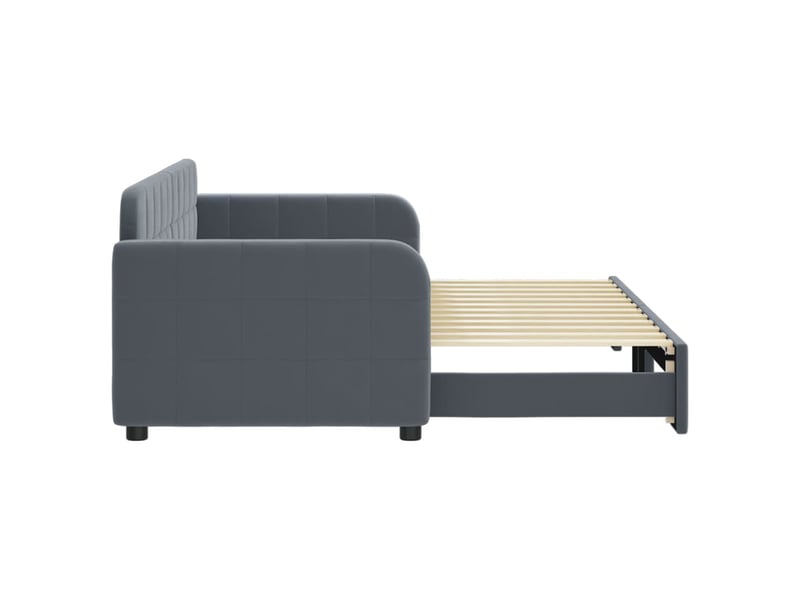  Lit simple- lit adulte -  lit de jour avec gigogne sans matelas gris foncé 80x200 cm  - Conforama C