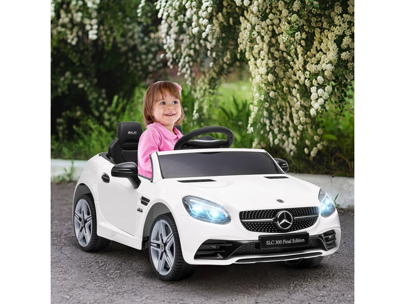  Voiture électrique enfants licence mercedes slc 300 12v v. Max. 5 kmh effets sonores lumineux télécommande blanc  - Conforama C