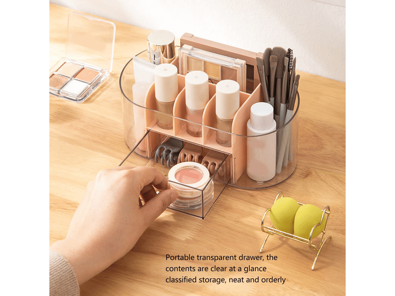  Organiseur de maquillage de bureau transparent à compartiments pour cosmétiques et soins de la peau (blanc)  - Conforama B