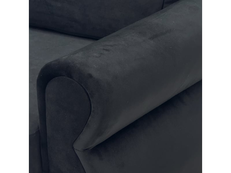  Canapé droit 2 places noir, structure métallique et bois massif, revêtement en tissu polyester respirant, idéal pour petits espaces  - Conforama E