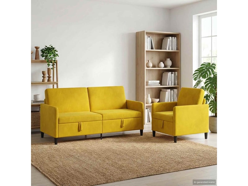 Canapé de salon, canapé avec rangement 2 pcs jaune polyester shl41873 - Conforama B