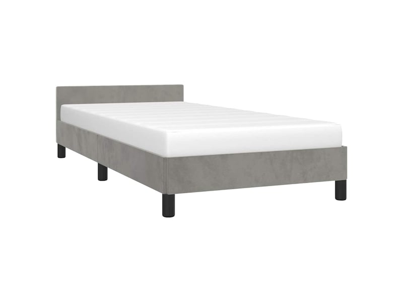 Lit simple- lit adulte - cadre de lit sans matelas gris clair 80x200 cm velours - Conforama B