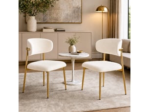 Lot de 2 chaises de salle à manger rembourrées réglables en hauteur, structure dorée, charge 125 kg, coloris blanc