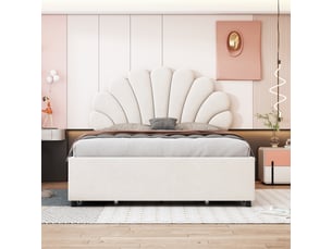 Lit 2 places 140x200 cm <strong>REDOM</strong>  <strong></strong> coloris beige