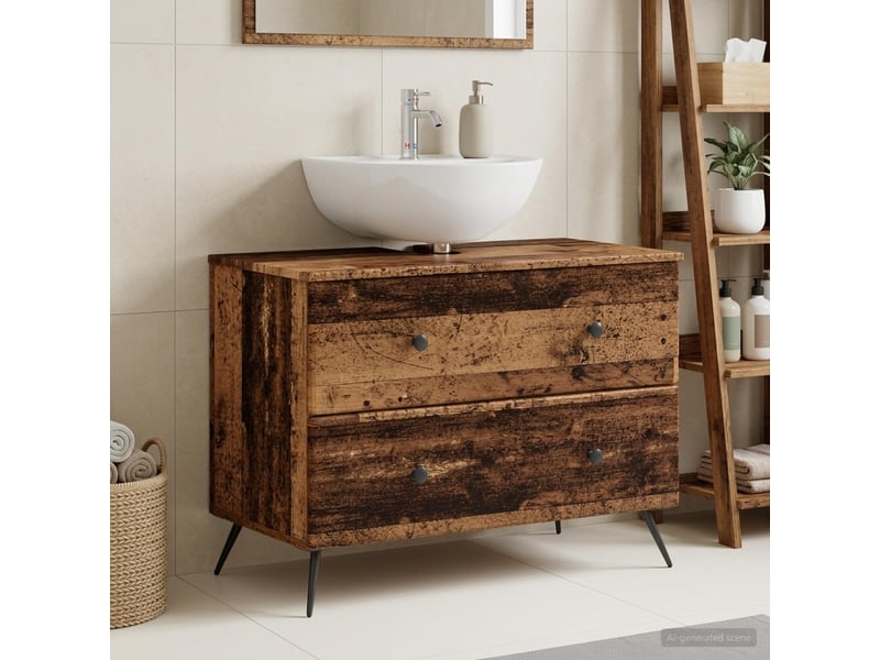 Meuble sous lavabo de salle de bain breda bois ancien cf64834 - Conforama B