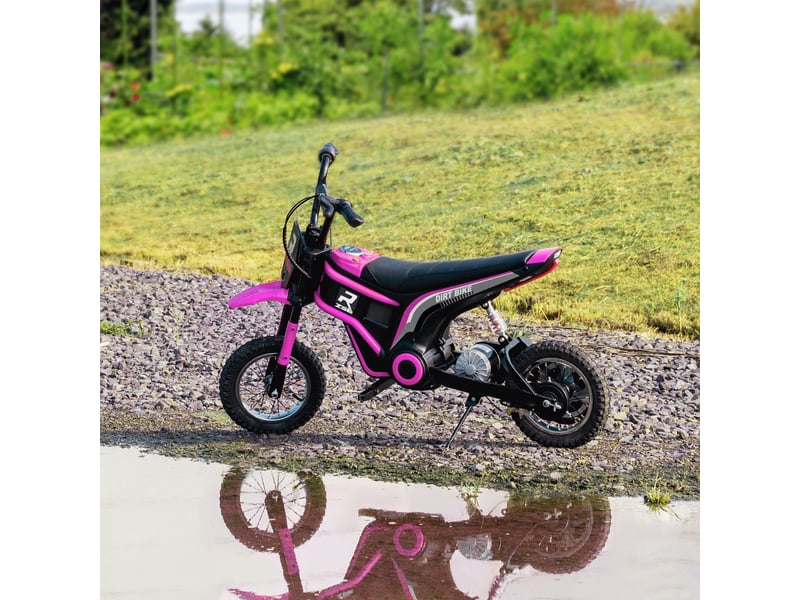  Moto cross électrique dirt bike enfant 350w 12v 2 vitesses 8-16 kmh rose noir  - Conforama B