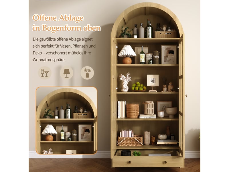  Vitrine haute en mdf et acrylique avec tiroir coloris naturel 75x35x170,5 cm LY2060309N - Conforama D