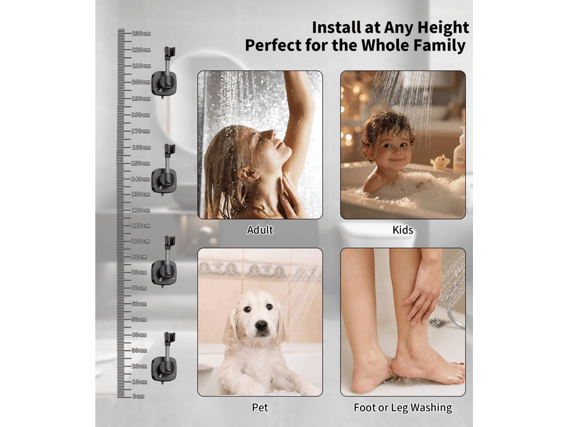  Support de pommeau de douche rotatif 360° à ventouse - universel, réglable, installation facile et rapide  - Conforama E