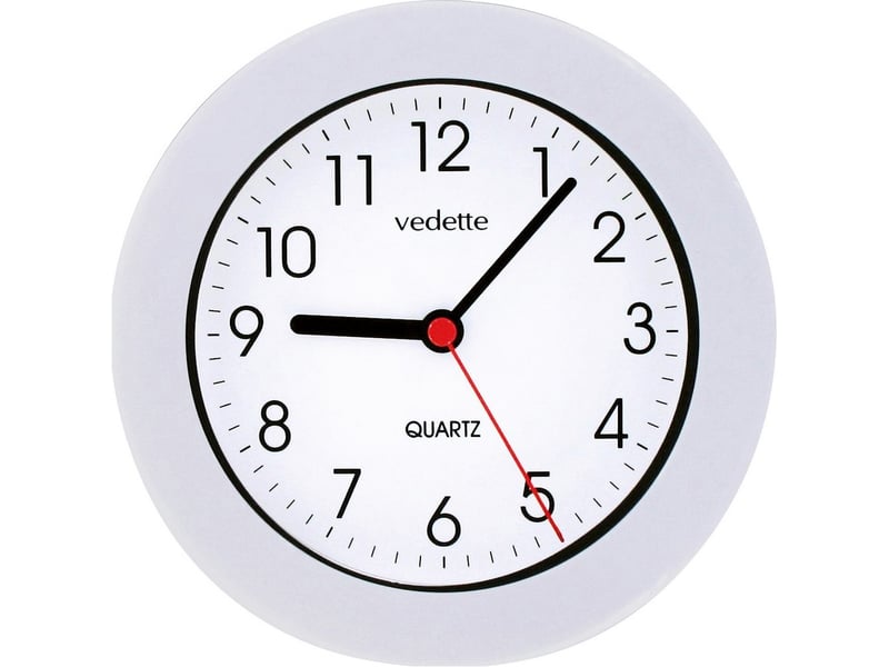  Pendule salle de bain étanche blanche diam 17.5cm, murale ou à poser vedette  - Conforama A