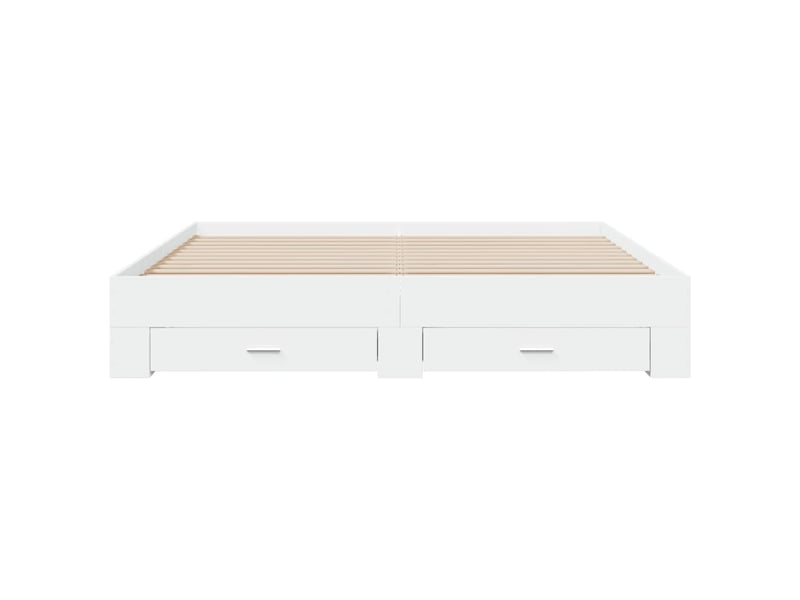  Lit double- lit adulte -  cadre de lit avec tiroirs sans matelas blanc 200x200 cm  - Conforama C