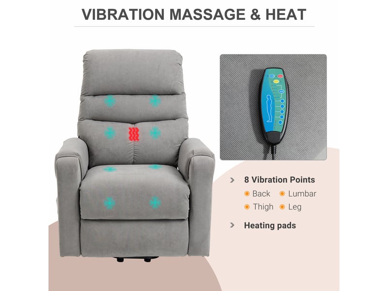  Fauteuil releveur électrique, massage chauffant, fauteuil relax inclinable avec repose-pieds pour salon  - Conforama B