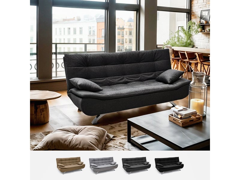 Canapé convertible 2 places clic-clac en microfibre design moderne centenario - noir Modus Sofà - Conforama B