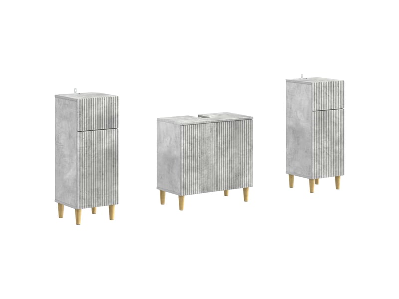 Ensemble de meuble de salle de bain 3 pièces arnhem gris béton cf63324 - Conforama A
