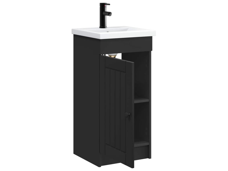  Meuble salle de bain avec évier, meuble de rangement noir 42x40x84.5 cm shl1131  - Conforama D