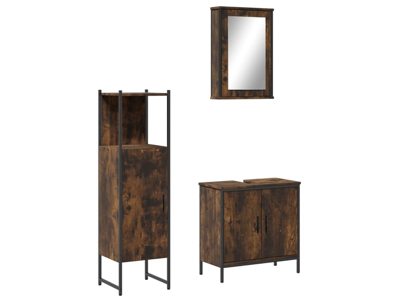 Ensemble de meubles de salle de bain 3 pcs chêne fumé cf63697 - Conforama A