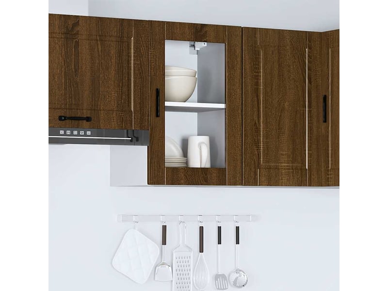  Armoire murale de cuisine et porte en verre porto chêne marron shl6544  - Conforama C