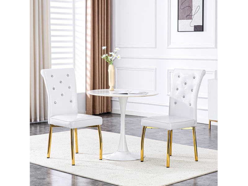  Lot de 2 chaises de salle à manger 61,5x42x101 cm effet crocodile blanc et doré  - Conforama B