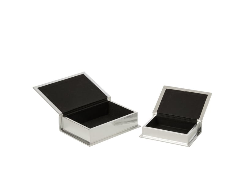  Lot de 2 boîtes déco livre romy 28cm argent  - Conforama B