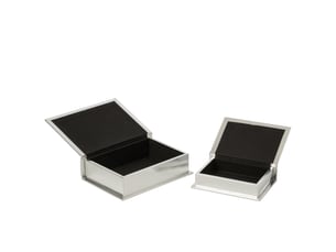 Lot de 2 boîtes déco livre romy 28cm argent