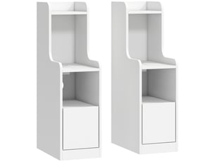 Lot de 2 tables de chevet avec station de charge, étagères ouvertes, tables de nuit modernes avec tiroir, blanc