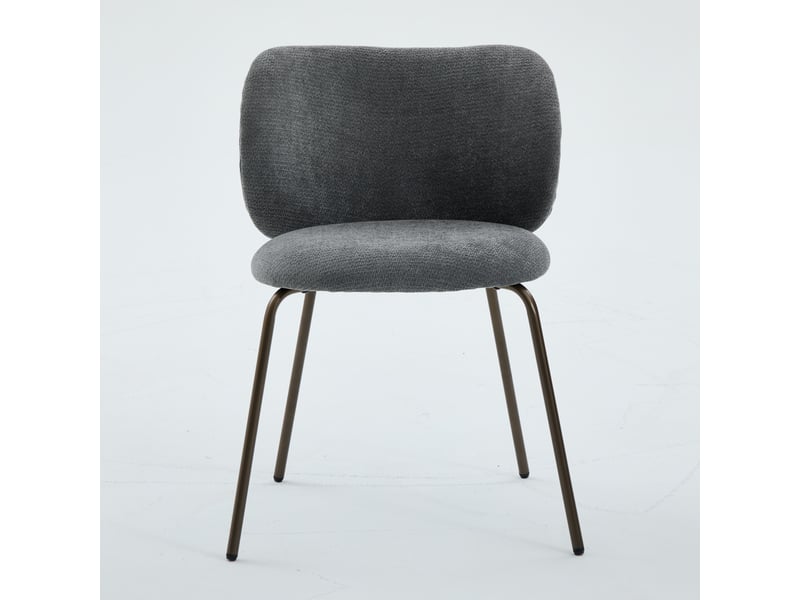  Chaise de salle à manger en chenille contemporaine 1 pièce, dossier galbé et assise rembourrée, piètement métal bronze – confort moderne pour votre cuisine, couleur gris, de1897gr  - Conforama A