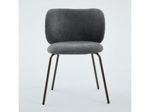 Chaise de salle à manger en chenille contemporaine 1 pièce, dossier galbé et assise rembourrée, piètement métal bronze – confort moderne pour votre cuisine, couleur gris, de1897gr