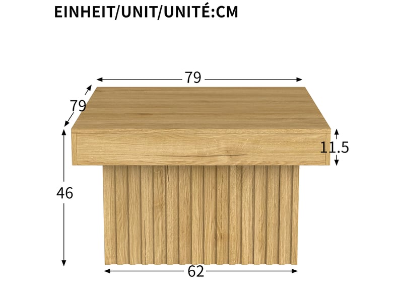  Table basse carrée 79x79x46 cm, motif en bois, facile à nettoyer, pour salon, moderne, aggloméré et mdf, couleur bois  - Conforama C