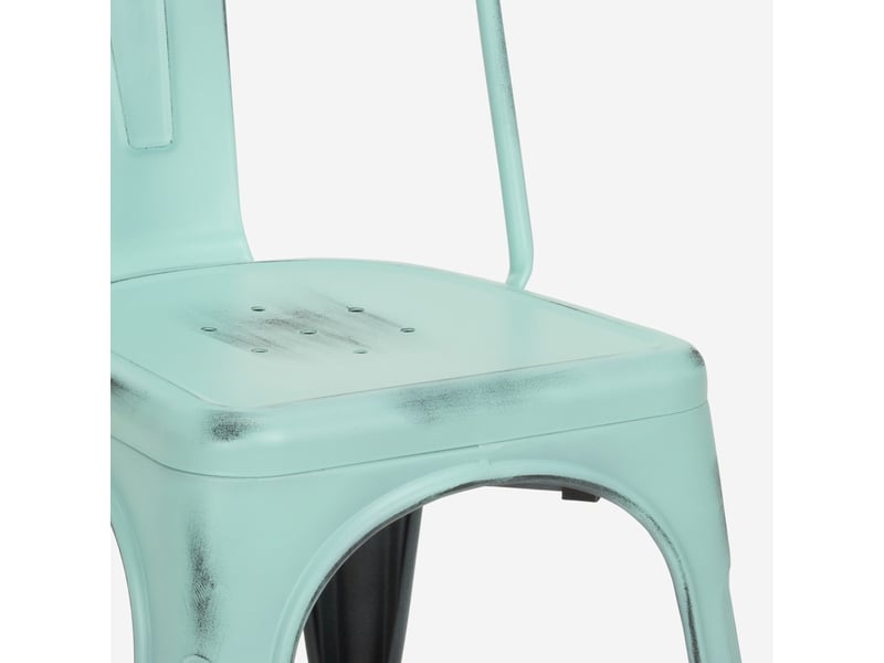 Chaise de cuisine design industriel vintage en métal shabby chic style steel old - turquoise AHD Amazing Home Design - Conforama D