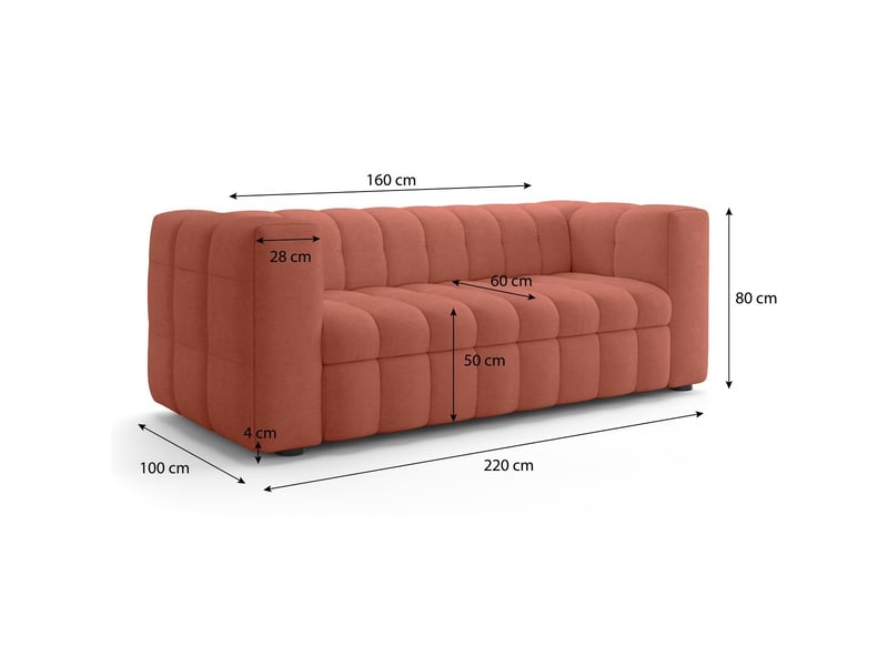  Canapé capitonné convertible 3 places en tissu chenille terracotta - ouverture express - cester Cester - Conforama C