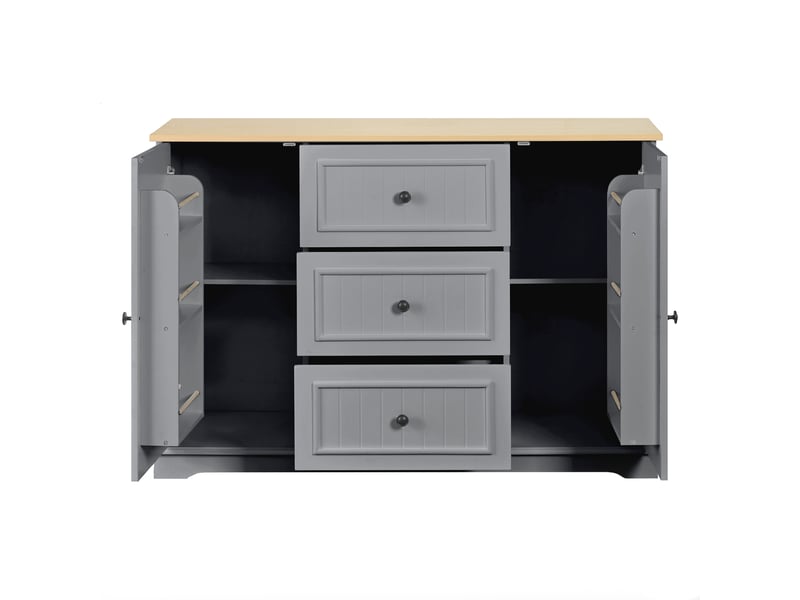 Buffet moderne gris meuble de rangement 3 tiroirs bahut salle à manger mdf 126x40x86 cm  - Conforama A