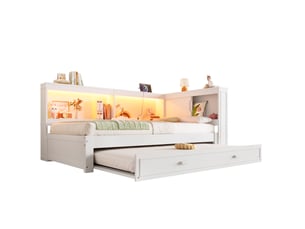 Lit gigogne 90x200 cm <strong>OKWISH</strong>  <strong></strong> coloris blanc