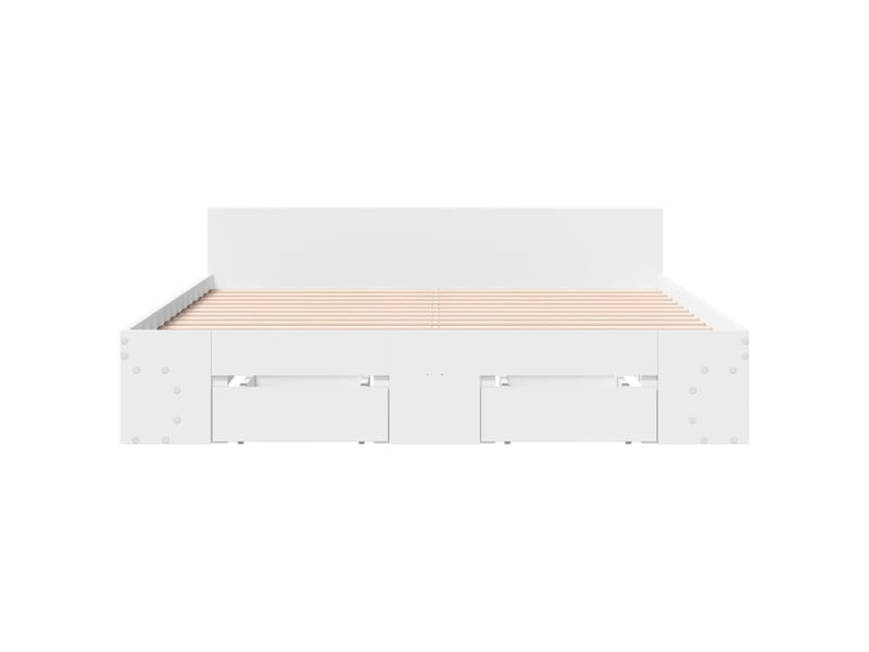  Lit double- lit adulte -  cadre de lit avec tiroirs sans matelas blanc 135x190 cm  - Conforama C