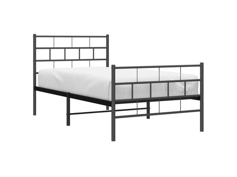 Lit simple- lit adulte -  cadre de lit métal sans matelas avec pied de lit noir 90x190 cm  - Conforama B