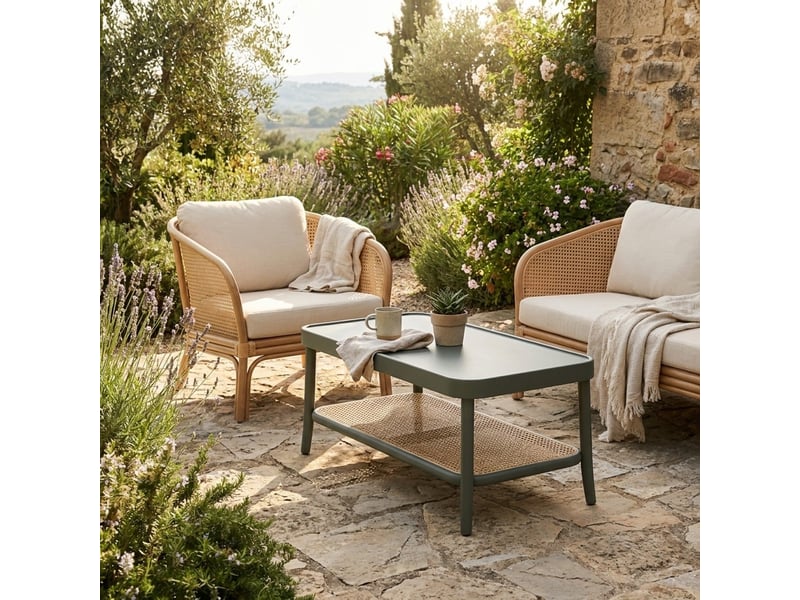  Table basse rectangulaire en bois avec étagère thomas - gris  - Conforama B