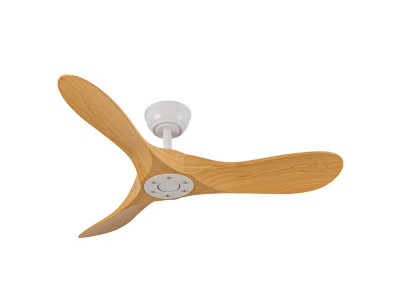  Ventilateur de plafond 107x107x38 cm 6 vitesses blanc et naturel sans éclairage  - Conforama A