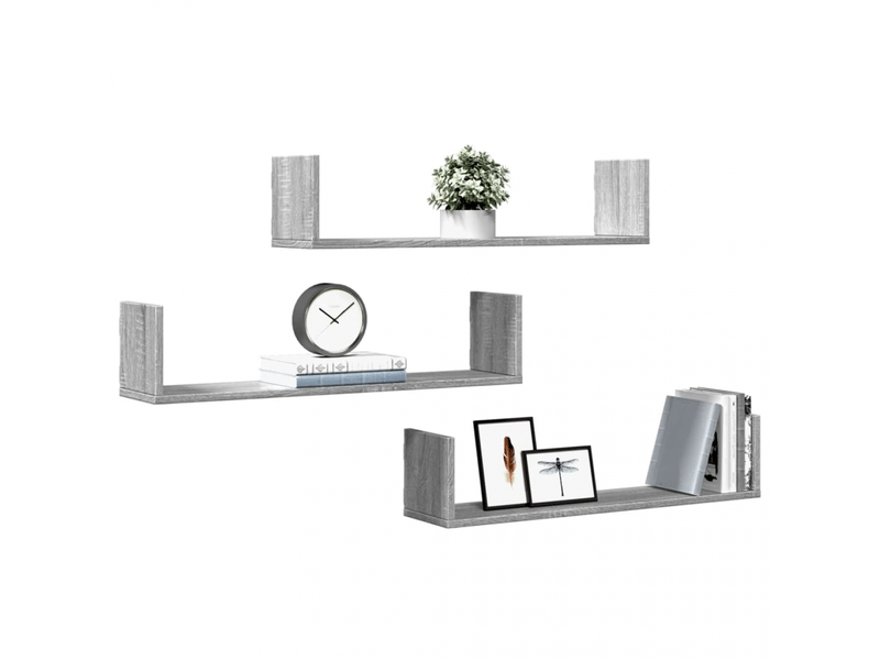 Étagères murales 3 pcs sonoma gris 80x18x18 cm bois ingénierie- comfortxl - Conforama C
