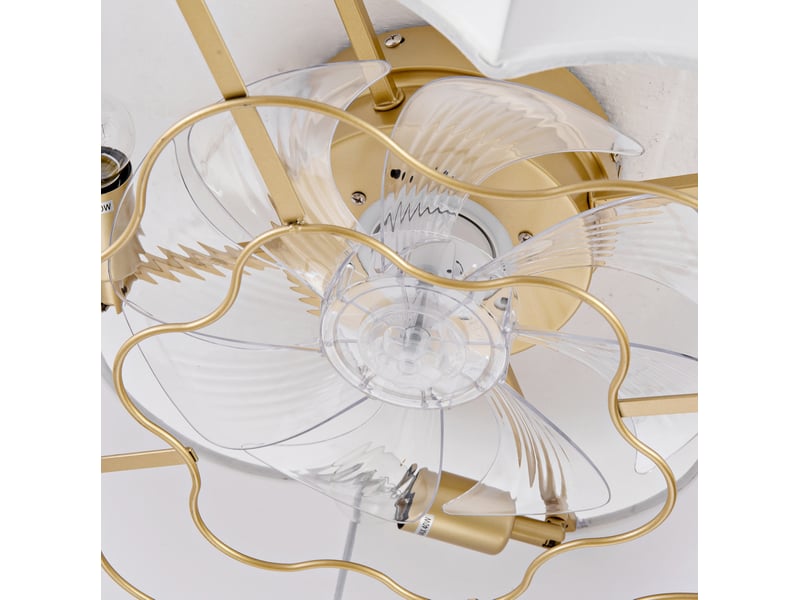  Ventilateur de plafond 19 pouces avec éclairage, 6 vitesses réversibles, commande app et télécommande, or et blanc  - Conforama D