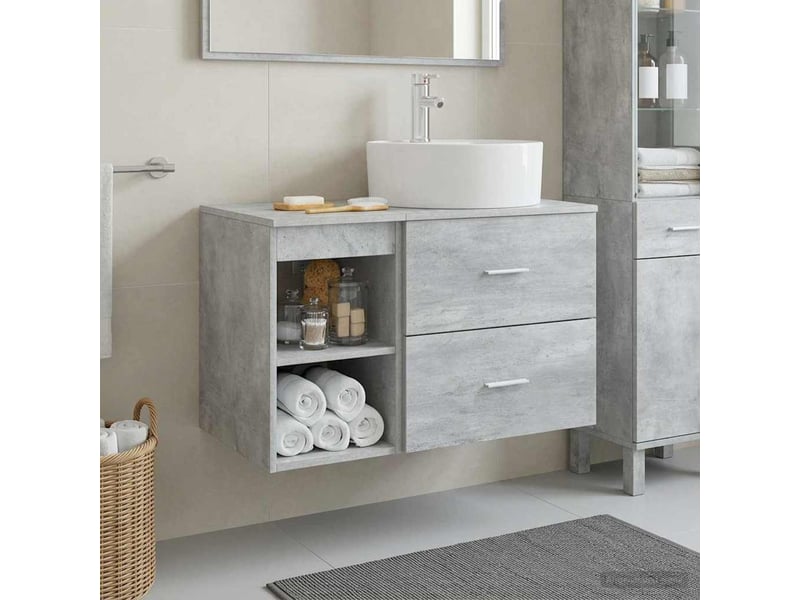  Ensemble de mobilier de salle de bain 2 pcs gris béton shl6126  - Conforama B