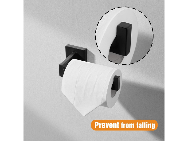  Porte-papier toilette noir, porte-rouleau en acier inoxydable pour salle de bain et cuisine (carré)  - Conforama C
