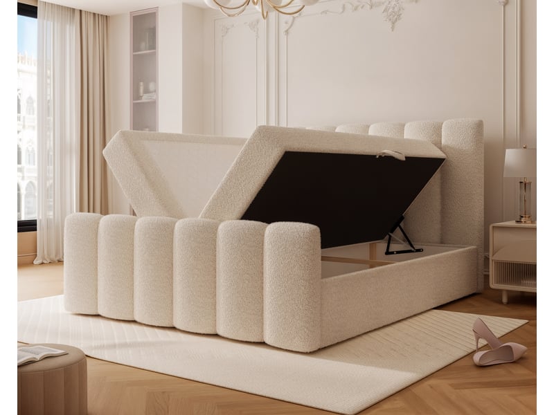  Lit adulte ferrero - 180x200 cm - avec matelas à ressorts - coffre de rangement à ouverture latérale - beige FERRERO - Conforama D
