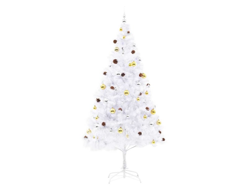 Sapin de noël - arbre de noël artificiel pré-éclairé avec boules blanc 210 cm - Conforama C