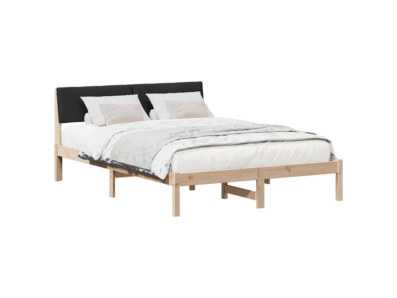 Lit double- lit adulte - cadre de lit marron et noir 135 x 190 cm bois massif en pin - Conforama B