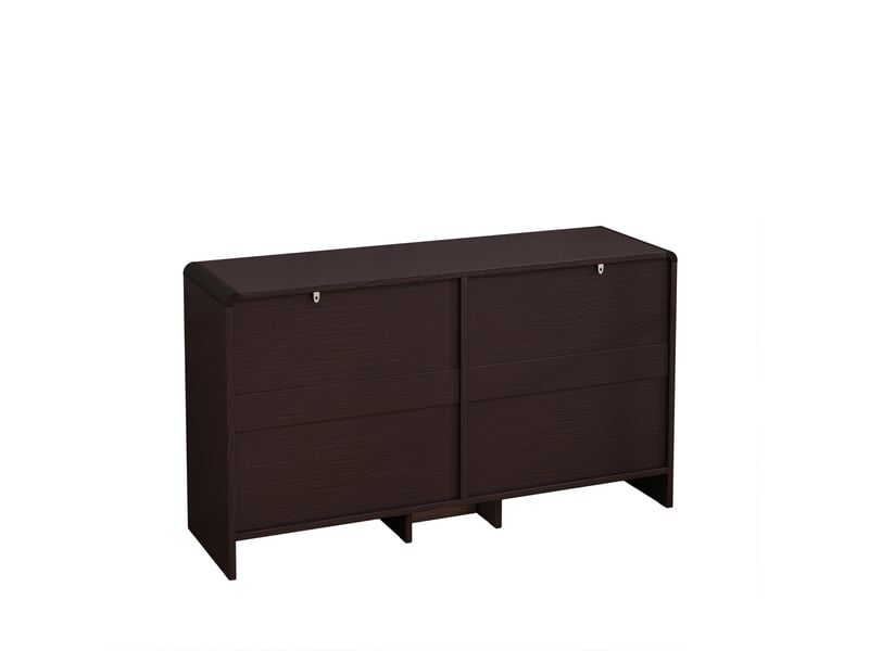  Meuble de rangement d'angle 130 x 40 x 74 cm – marron rougeâtre – 6 tiroirs en rotin, rangement polyvalent  - Conforama E