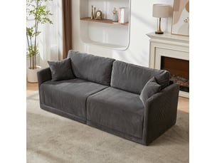 Canapé convertible 2 places 182x88x84 cm en velours côtelé gris
