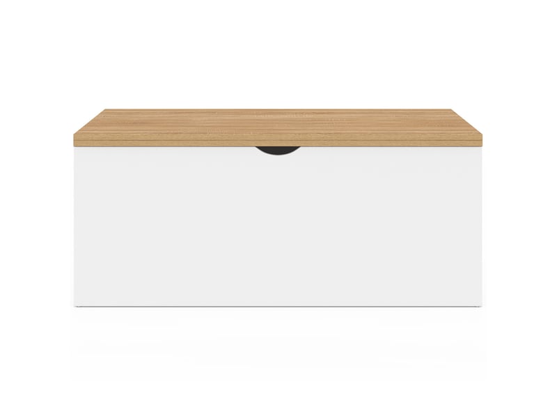  Table basse plateau relevable convertible en table à manger elea 100 cm avec 2 poufs et tiroir bois blanc et façon hêtre  - Conforama C