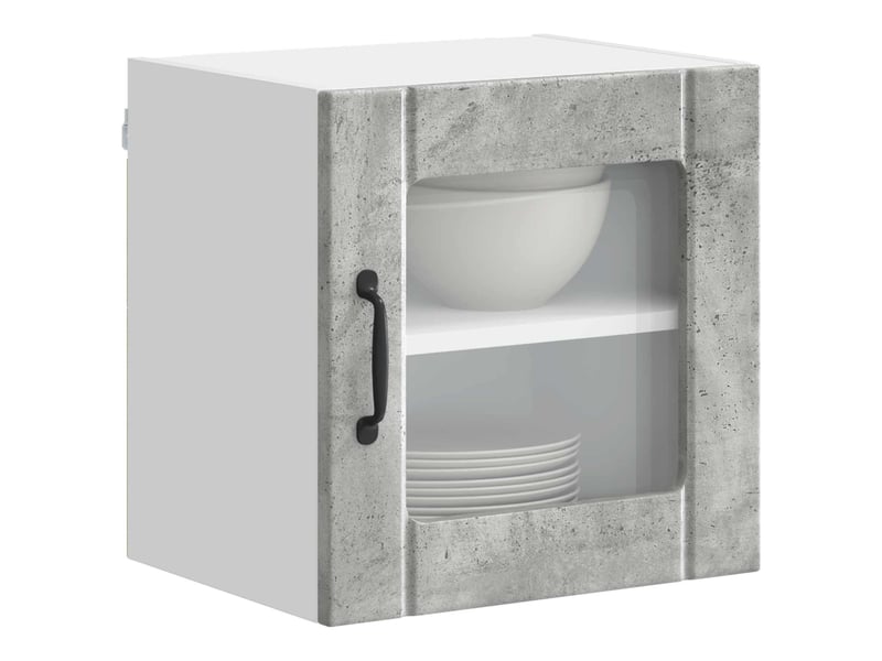  Meuble mural de cuisine, cabinet en verre mural 2 pcs gris béton bois d'ingénierie shl9419  - Conforama C