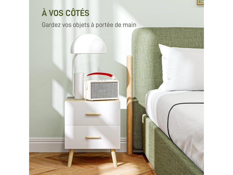  Table de chevet avec 2 tiroirs coloris chêne 40 x 40 x 50 cm  - Conforama D