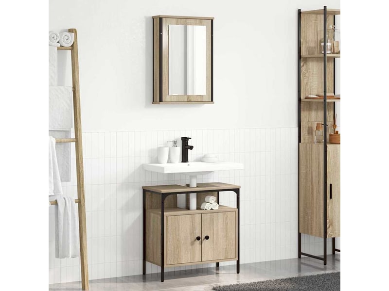  Ensemble de mobilier de salle de bain 2 pc marron cf64166  - Conforama D