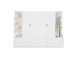 Armoire 6 porte(s) battante 4 tiroir(s) <strong>LEYTN</strong> <strong></strong> coloris blanc largeur 270 cm